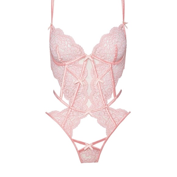 For Love and Lemons Pink Creamsicle Lace Thong Teddy - NWT- L / XL - Picture 3 of 6